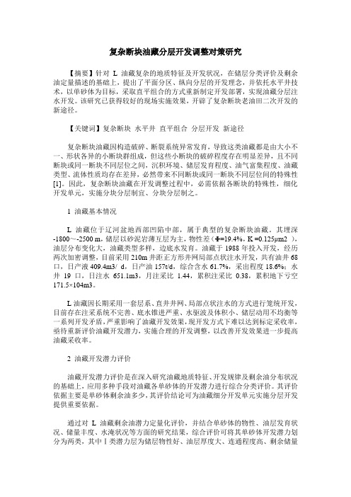 复杂断块油藏分层开发调整对策研究