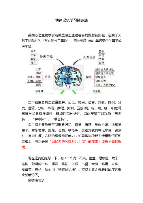 快速记忆学习锁链法