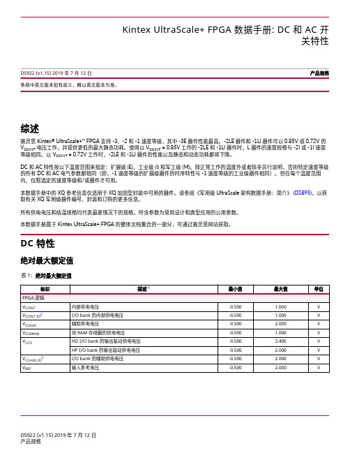 FPGA可编程逻辑器件芯片XCKU3P-2FFVB676I中文规格书