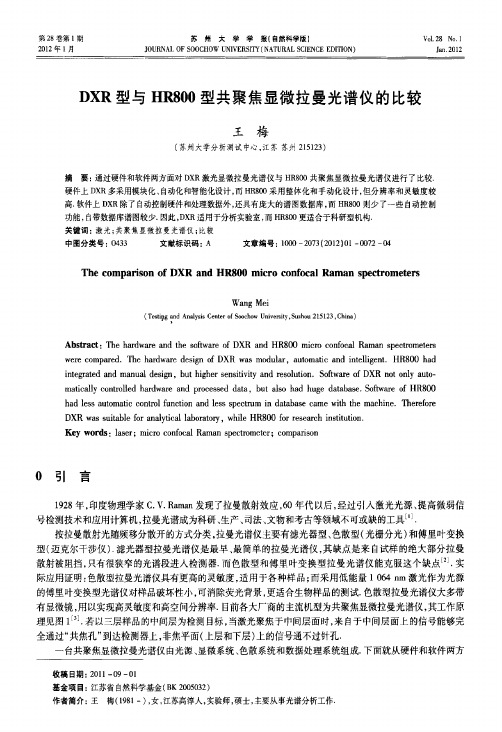 dxr型与hr800型共聚焦显微拉曼光谱仪的比较