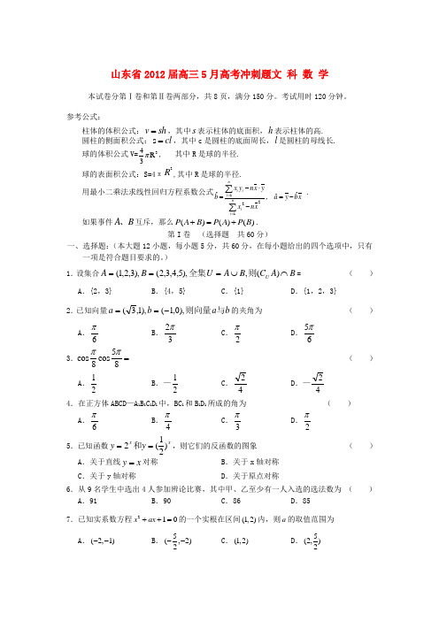 山东省高考数学5月冲刺题 文