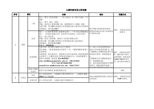 人事行政专员工作交接