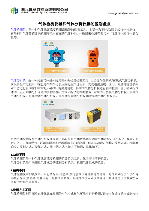 气体检测仪器和气体分析仪器的区别