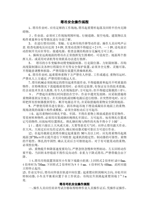 塔吊安全操作规程及十不吊(企业管理)