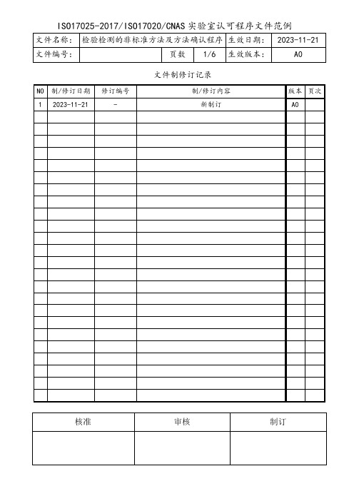 检验检测的非标准方法及方法的确认程序