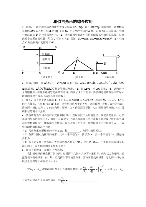 相似三角形的综合应用