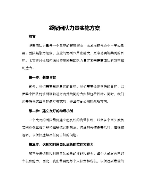 凝聚团队力量实施方案