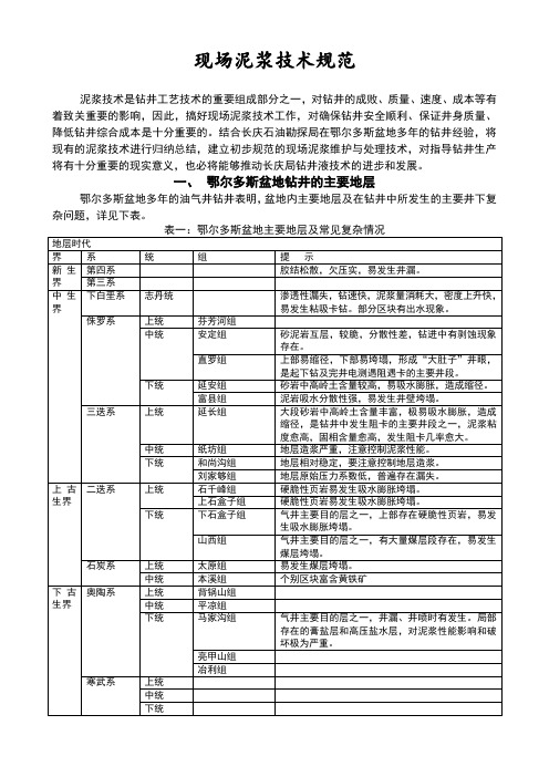 现场泥浆技术规范标准