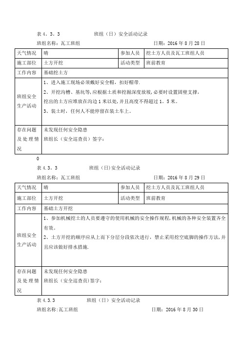 班组(日)安全活动j记录：4.3.3