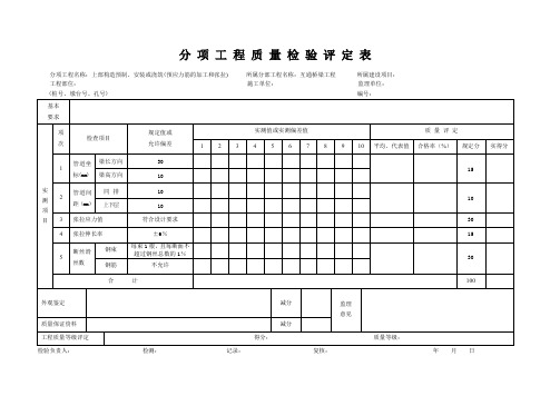 上部构造预制、安装或浇筑(预应力筋的加工和张拉)-分项工程质量检验评定表