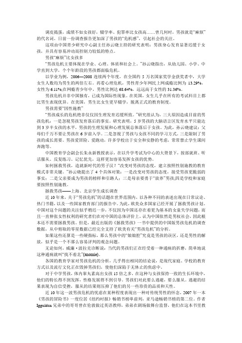 关于男孩危机的深度分析