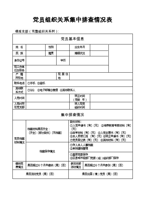 党员组织关系集中排查情况表-党员基本信息情况表