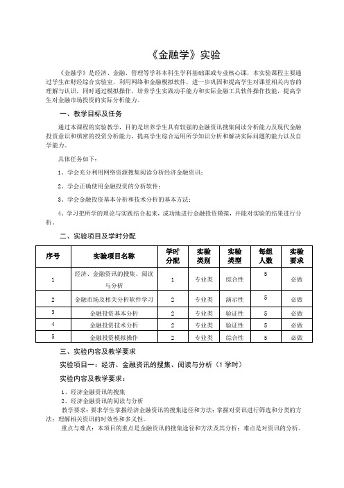 金融学实验内容