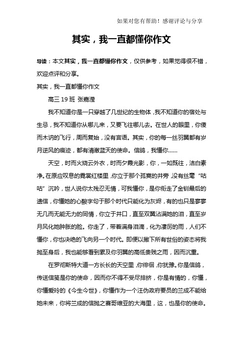 其实,我一直都懂你作文