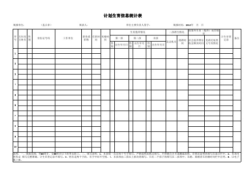 计划生育信息统计表新