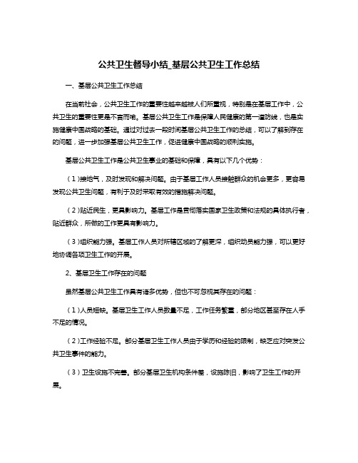 公共卫生督导小结_基层公共卫生工作总结