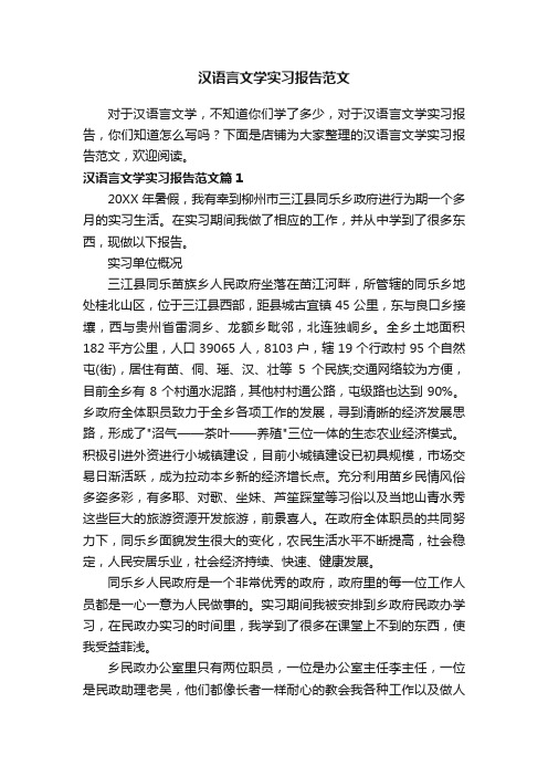 汉语言文学实习报告范文