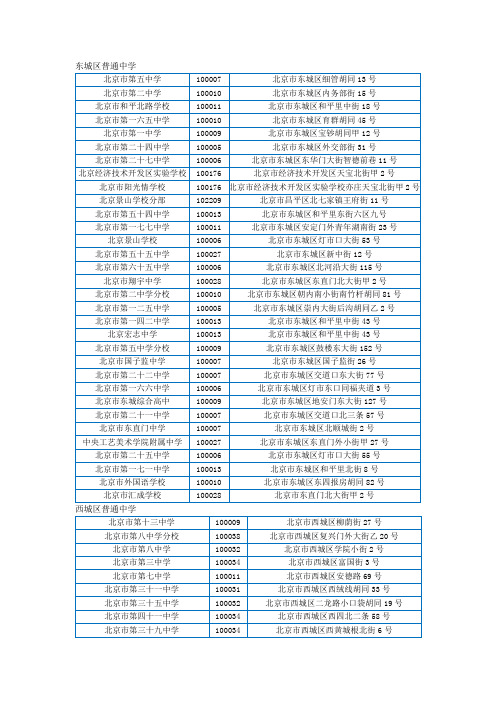 北京市普通中学地址