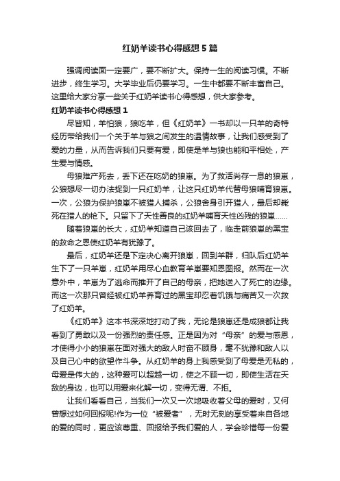 红奶羊读书心得感想5篇