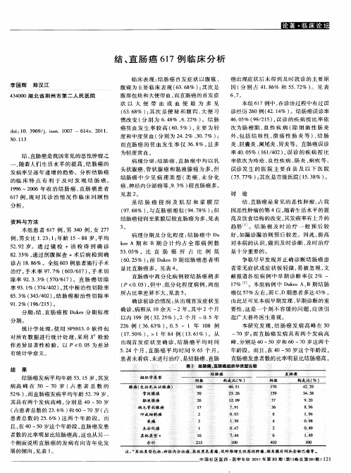 结、直肠癌617例临床分析