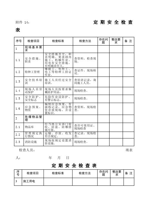 定期安全检查记录表