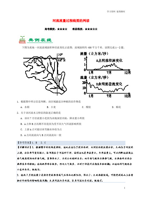 「精品」高考地理一轮复习 专题 河流流量过程线图的判读每日一题