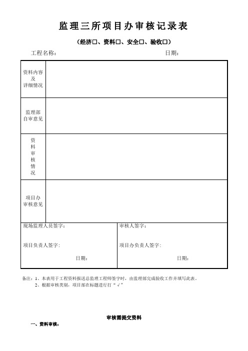 常用台账表格