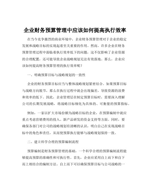 企业财务预算管理中应该如何提高执行效率