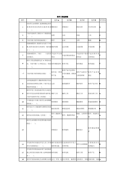 软件工程选择题大全