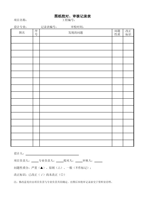 图纸校对、审核记录表