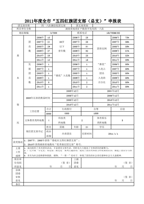 “五四红旗团支部”申请表