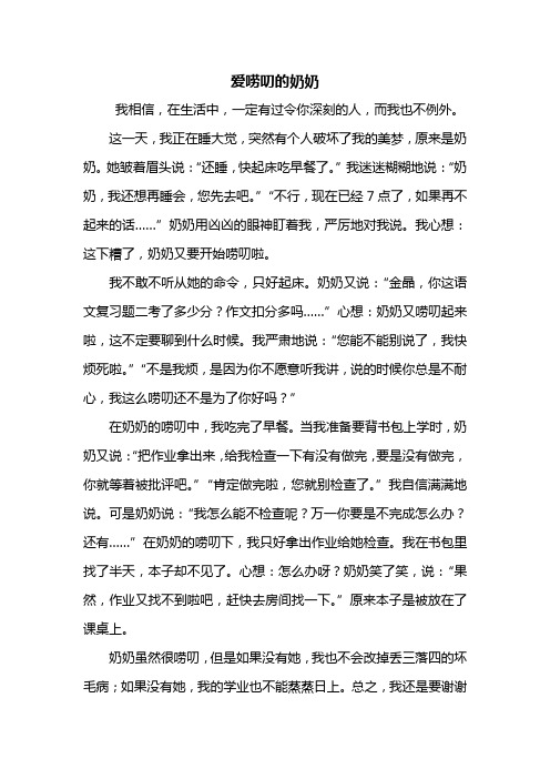 五年级作文：爱唠叨的奶奶作文600字