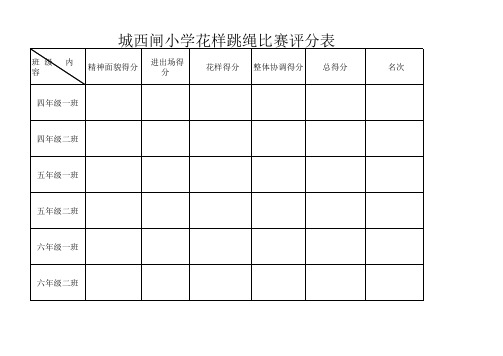 花样跳绳评分表