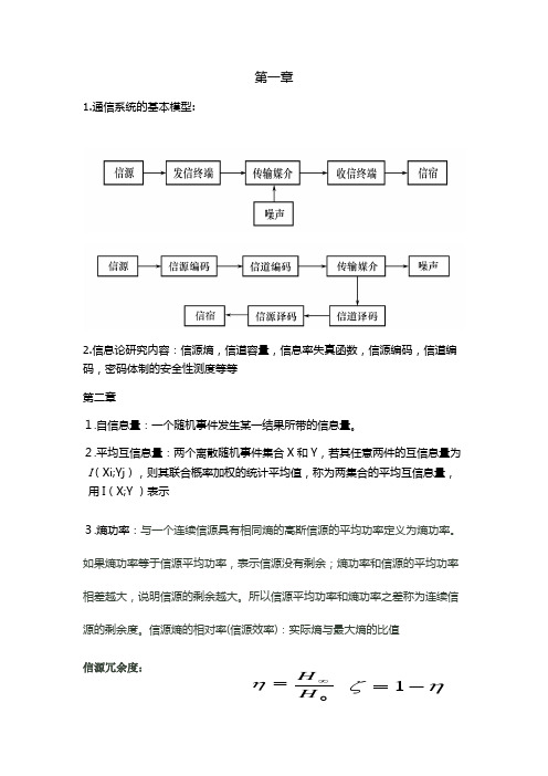 (完整版)信息论与编码概念总结