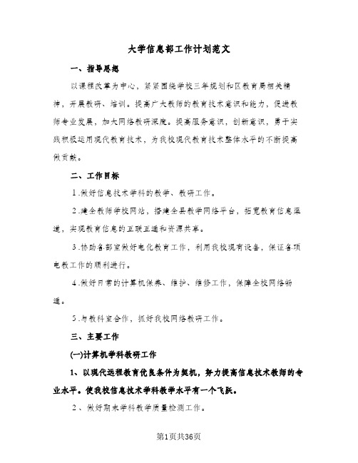 大学信息部工作计划范文(九篇)