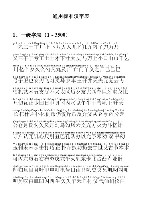 通用规范汉字表(一二级带拼音)