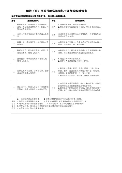 综放(采)队危险源辨识卡