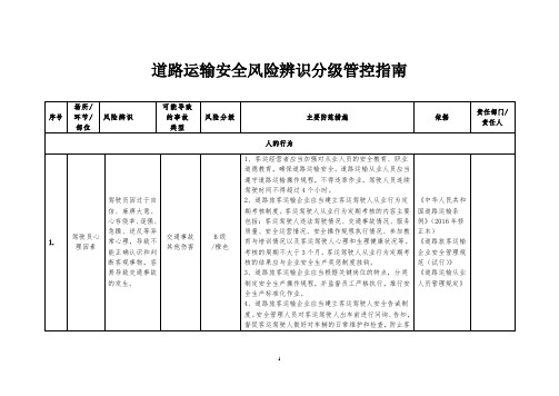 道路运输安全风险辨识分级管控指南