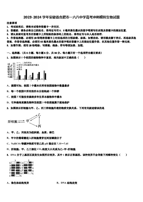 2023-2024学年安徽省合肥市一六八中学高考冲刺模拟生物试题含解析