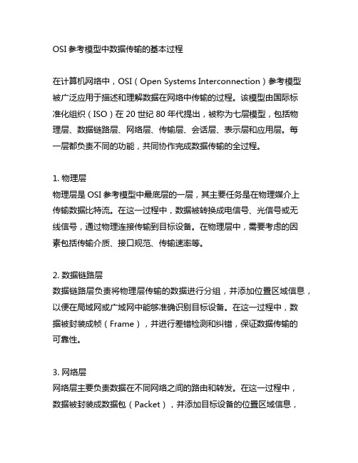 osi参考模型中数据传输的基本过程