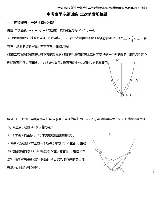 (完整word版)中考数学中二次函数压轴题分类总结[超经典.无重复][附答案]