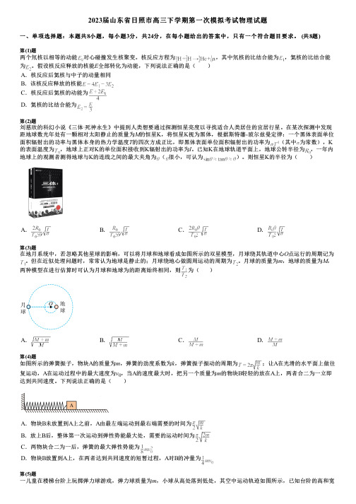 2023届山东省日照市高三下学期第一次模拟考试物理试题