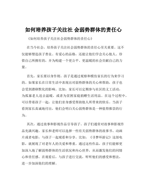 如何培养孩子关注社 会弱势群体的责任心