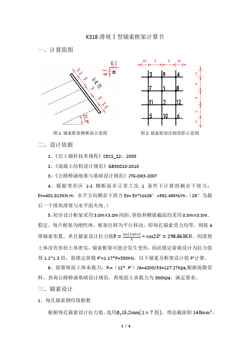 Ⅰ型锚索框架计算书