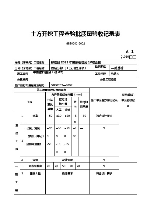 砼检验批质量验收记录表