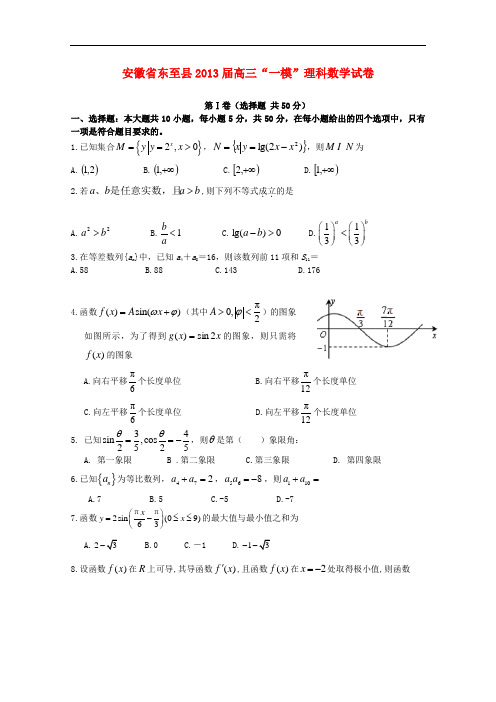 安徽省池州市高三数学“一模”试题 理