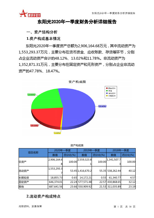 东阳光2020年一季度财务分析详细报告