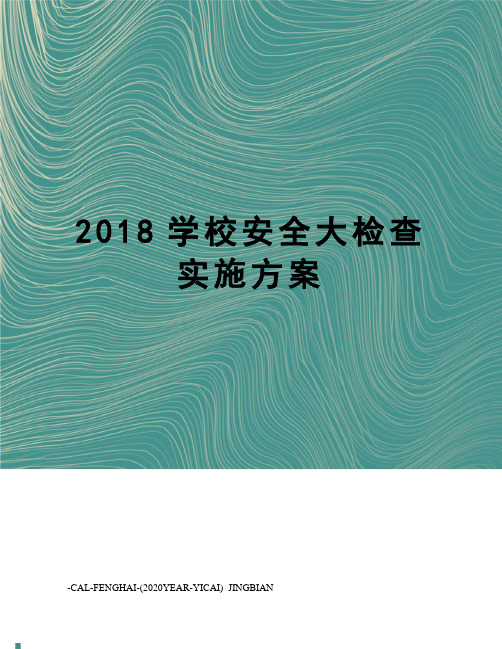 2018学校安全大检查实施方案