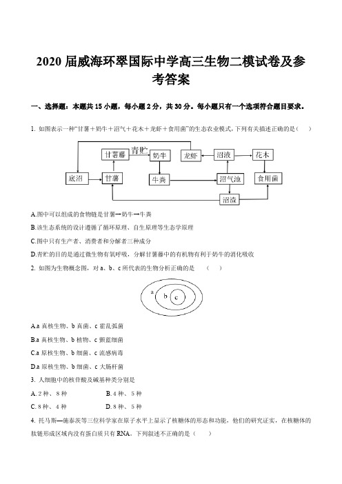 2020届威海环翠国际中学高三生物二模试卷及参考答案