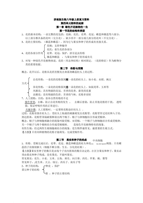 最新济南版八年级上册生物全册知识点大全